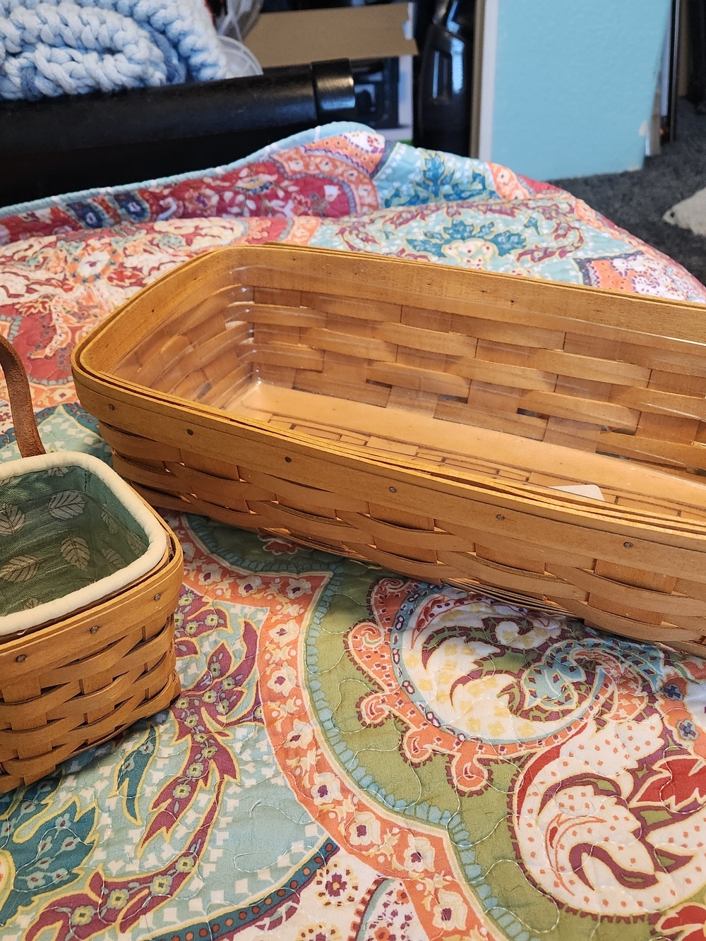 2-Vintage Small Hanging & Bread Basket